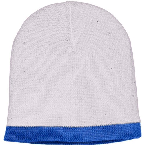 USA Made Knit Stripe Beanie White Royal,  99B824-WHT-ROY