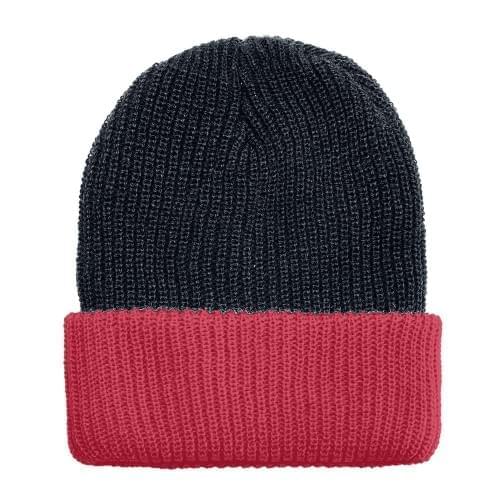 USA Made Knit Cuff Hat Black Dark Red,  99C244-BLK-DRD