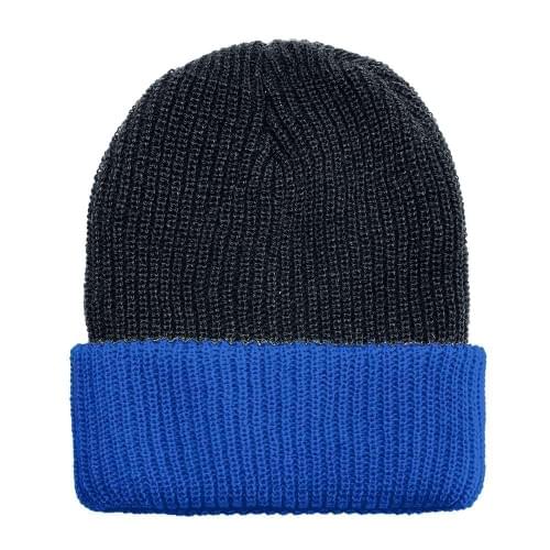USA Made Knit Cuff Hat Black Royal,  99C244-BLK-ROY