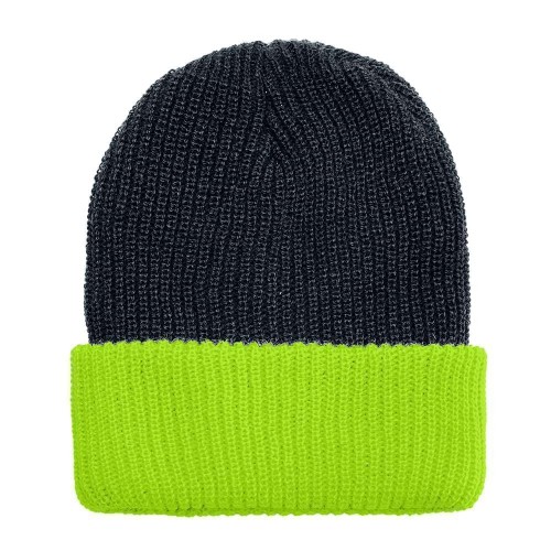USA Made Knit Cuff Hat Black Safety Green,  99C244-BLK-SGR USA Made Knit Cuff Hat Black Safety Green,  99C244-BLK-SGR