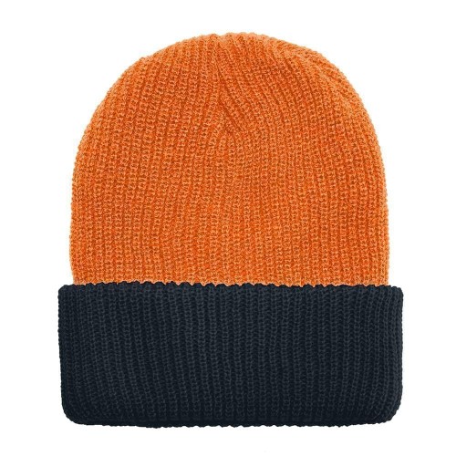 USA Made Knit Cuff Hat Orange Black,  99C244-BOR-BLK