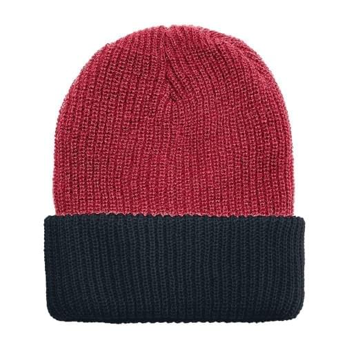 USA Made Knit Cuff Hat Dark Red Black,  99C244-DRD-BLK