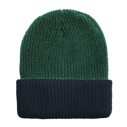 USA Made Knit Cuff Hat Forest Green Black,  99C244-HGR-BLK