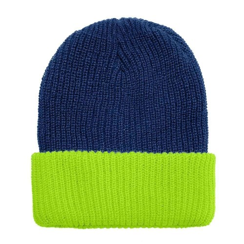 USA Made Knit Cuff Hat Navy Safety Green,  99C244-NVY-SGR USA Made Knit Cuff Hat Navy Safety Green,  99C244-NVY-SGR