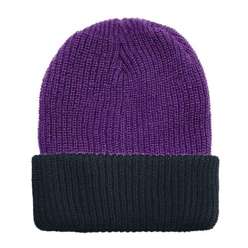 USA Made Knit Cuff Hat Purple Black,  99C244-PRP-BLK