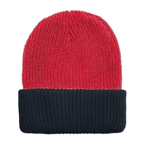 USA Made Knit Cuff Hat Red Black,  99C244-RED-BLK