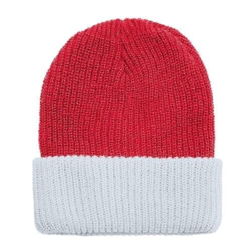 USA Made Knit Cuff Hat Red White,  99C244-RED-WHT