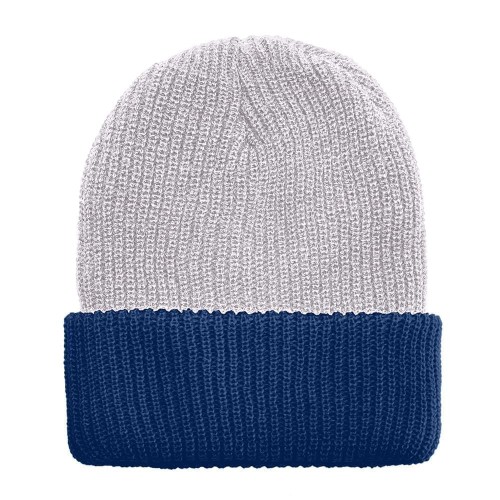 USA Made Knit Cuff Hat White Navy,  99C244-WHT-NVY