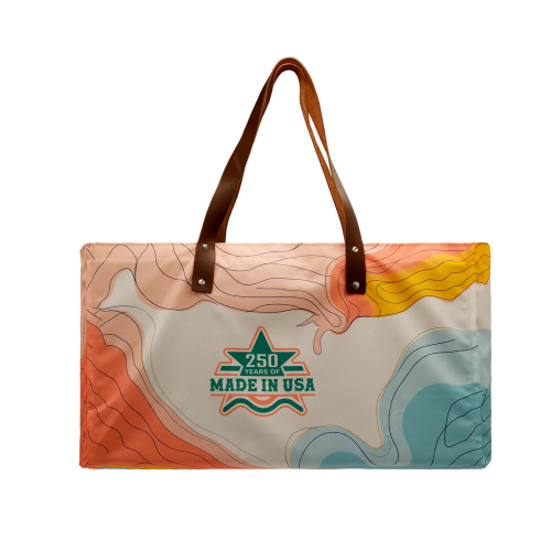 USA Made Leather Handle Zip Top Full Bleed Canvas Gusset USA Made Leather Handle Zip Top Full Bleed Canvas Gusset