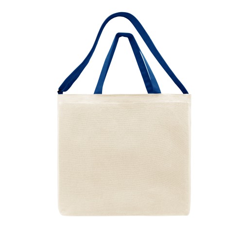USA Made Natural/Royal Deluxe Natural Canvas Shoulder Strap Tote