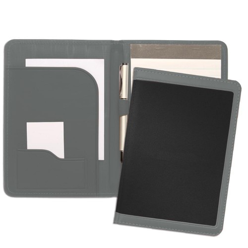 Edge Embroidered Junior Folder-600 Denier Nylon and Faux Leather Vinyl-Black / Grey