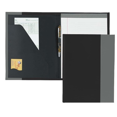 Manhattan Letter Folder-Faux Leather Vinyl-Black / Grey Manhattan Letter Folder-Faux Leather Vinyl-Black / Grey