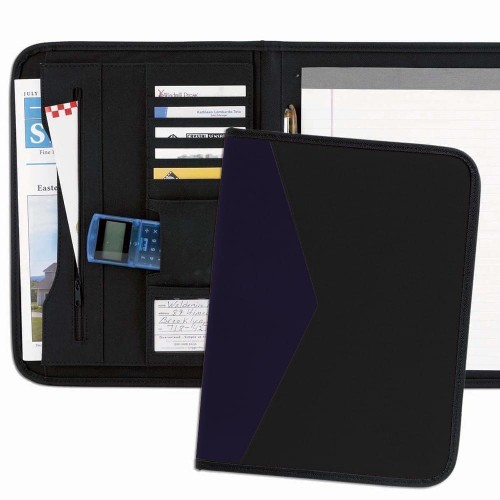 Tribeca 2-Tone Letter Folder-600 Denier Nylon and Faux Leather Vinyl-Black / Navy