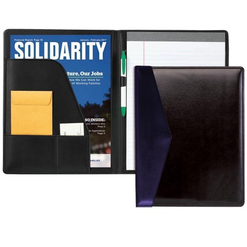 Accent Stitched Letter Folder-Faux Leather Vinyl-Black / Navy Accent Stitched Letter Folder-Faux Leather Vinyl-Black / Navy