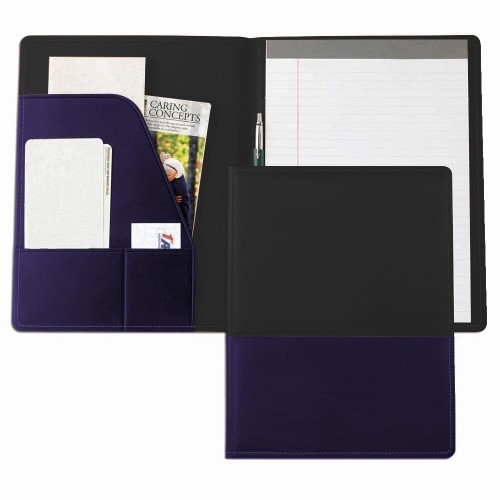 Duplex Letter Folder-Faux Leather Vinyl-Black / Navy Duplex Letter Folder-Faux Leather Vinyl-Black / Navy