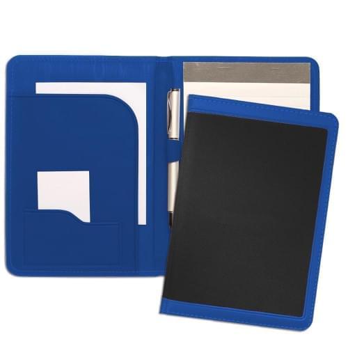 Edge Embroidered Junior Folder-600 Denier Nylon and Faux Leather Vinyl-Black / Royal Blue