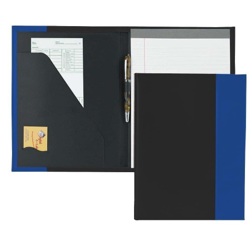 Manhattan Letter Folder-Faux Leather Vinyl-Black / Royal Blue Manhattan Letter Folder-Faux Leather Vinyl-Black / Royal Blue