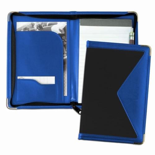 Edge Junior Zipper Folder-600 Denier Nylon and Faux Leather Vinyl-Black / Royal Blue