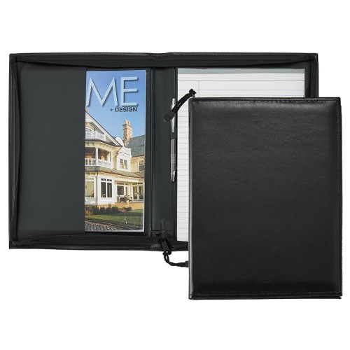 Economy Letter Zipper Folder-Faux Leather Vinyl-Black