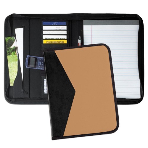 Tribeca Dual Tone Zipper Folder-Matte-Black / Tan Tribeca Dual Tone Zipper Folder-Matte-Black / Tan