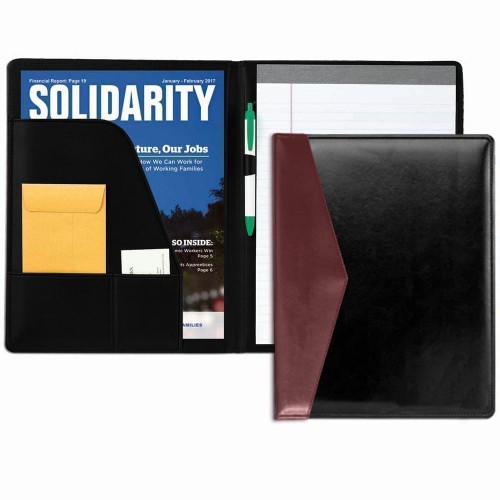 Accent Stitched Letter Folder-Matte-Black / Burgundy