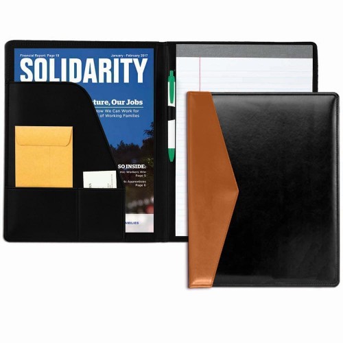 Accent Stitched Letter Folder-Matte-Black / Tan