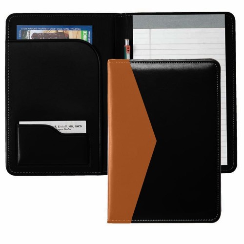 Accent Stitched Junior Folder-Polished-Black / Tan