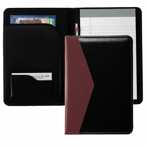 Accent Stitched Junior Folder-Matte-Black / Burgundy