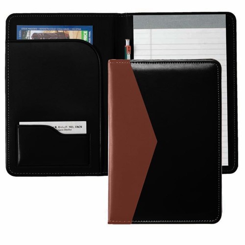 Accent Stitched Junior Folder-Matte-Black / Brown