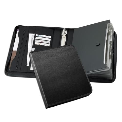 Tribeca Accordion Zipper Ring Binder-Polished-Black