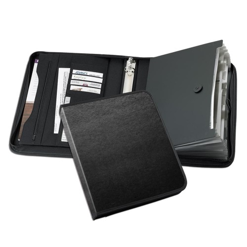 Tribeca Accordion Zipper Ring Binder-Matte-Black Tribeca Accordion Zipper Ring Binder-Matte-Black