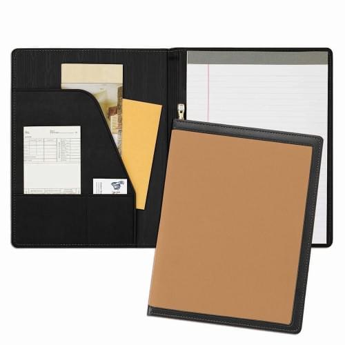 Edge Embroidered Letter Folder-Matte-Black / Tan