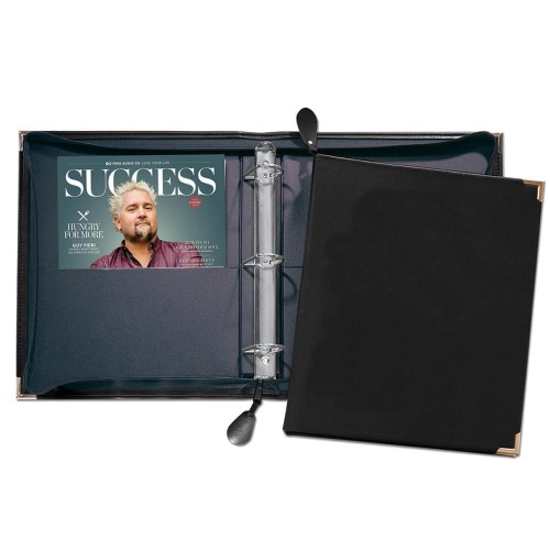 Zippered 1.5" D Ring Binder-Polished-Black