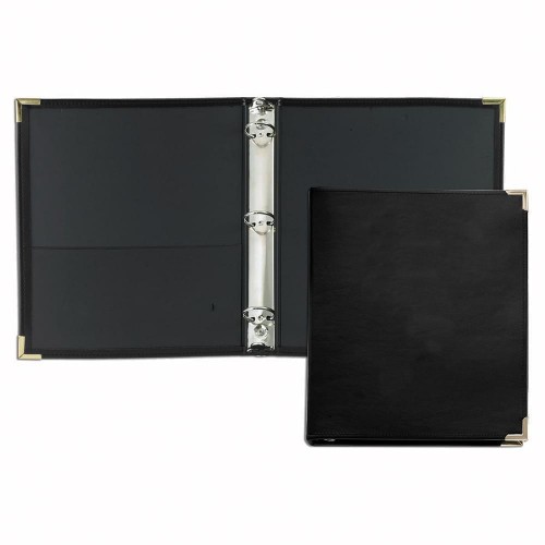 1.5" Stitched Ring Binder-Polished-Black