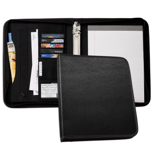 Tribeca 1" Zipper Ring Binder-Polished-Black