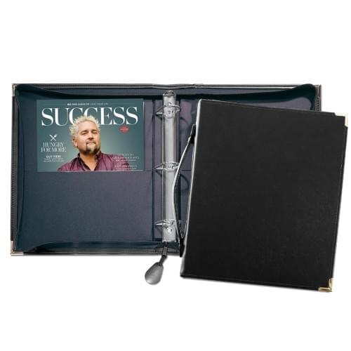 Zippered 1.5" D Ring Binder W/Strap Handle-Polished-Black