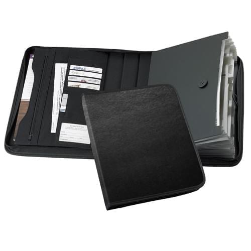Tribeca-Accordion Zipper Portfolio-600 Denier Nylon or Faux Leather Vinyl-Black