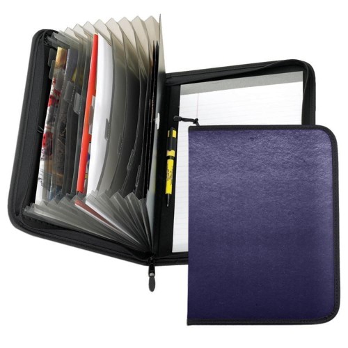 Accordion Zipper Folder-Polished-Navy Accordion Zipper Folder-Polished-Navy