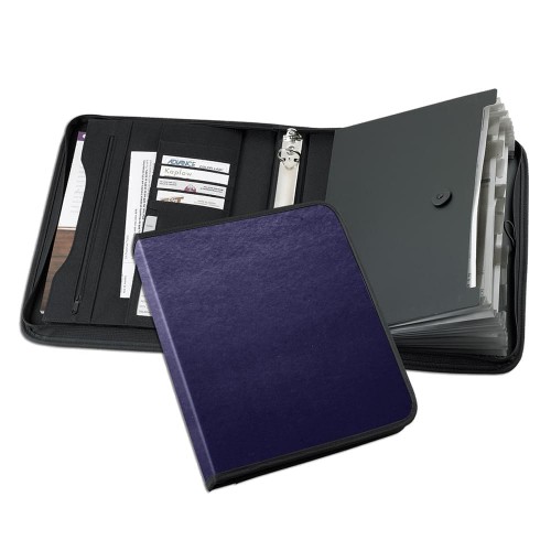 Tribeca Accordion Zipper Ring Binder-Polished-Navy