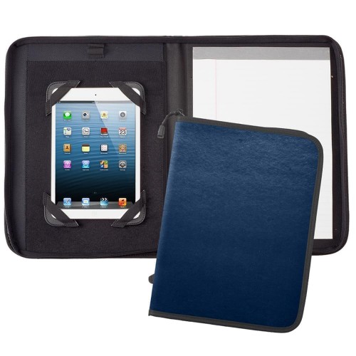 Tribeca Tablet Folder W/Zipper Closure-Matte-Navy