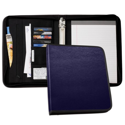 Tribeca 1" Zipper Ring Binder-Polished-Navy