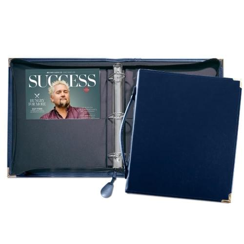 Zippered 1.5" D Ring Binder W/Strap Handle-Matte-Navy