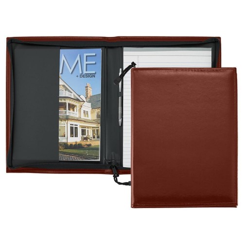 Economy Letter Zipper Folder-Faux Leather Vinyl-Brown