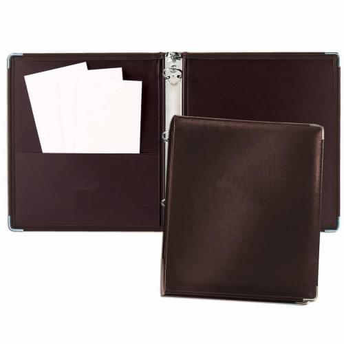 Noble 1/2" Ring Binder-Faux Leather Vinyl-Brown