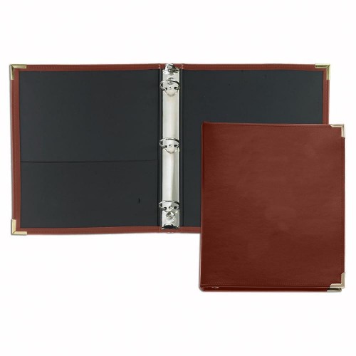 1/2" Stitched Ring Binder-Faux Leather Vinyl-Brown