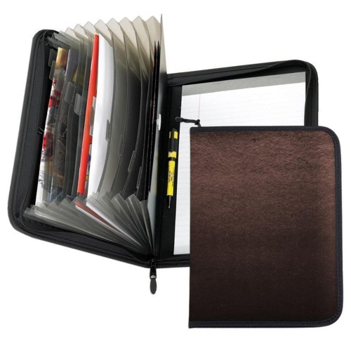 Accordion Zipper Folder-600 Denier Nylon or Faux Leather Vinyl-Brown Accordion Zipper Folder-600 Denier Nylon or Faux Leather Vinyl-Brown