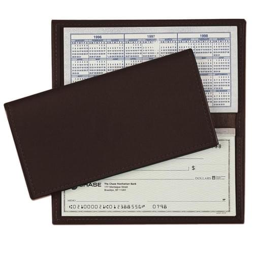 Checkbook Cover-Faux Leather Vinyl-Brown