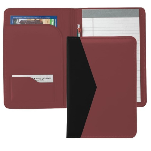 Accent Stitched Junior Folder-Faux Leather Vinyl-Burgundy / Black