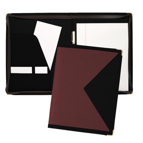 Edge Letter Zipper Folder-600 Denier Nylon and Faux Leather Vinyl-Burgundy / Black Edge Letter Zipper Folder-600 Denier Nylon and Faux Leather Vinyl-Burgundy / Black