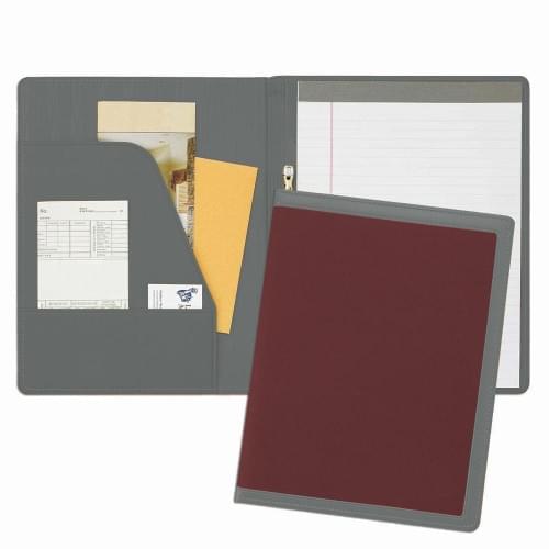 Edge Embroidered Letter Folder-600 Denier Nylon and Faux Leather Vinyl-Burgundy / Grey